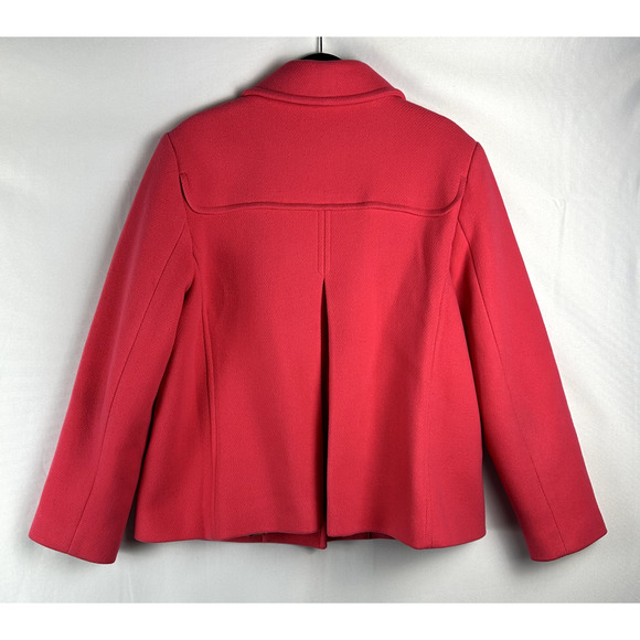 Talbots Wool Pea Coat Women's Size 14 Pink Lined Tweed Pockets - Picture 2 of 6